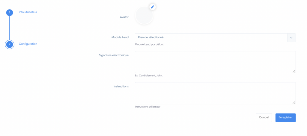 Compléter la section "Configuration"