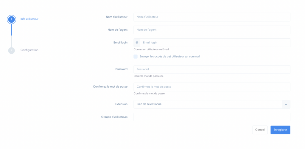 Compléter la section "Info utilisateur"