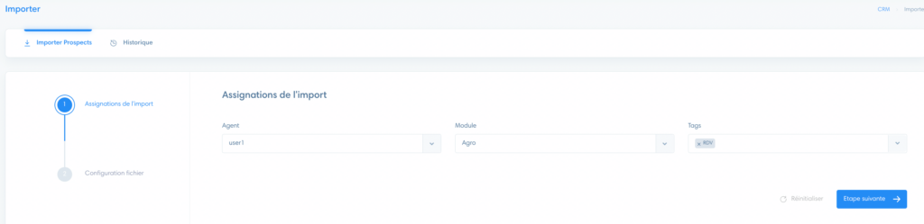 Assignation de l'import