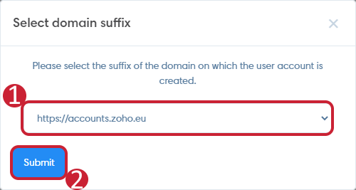 Select your Zoho domain