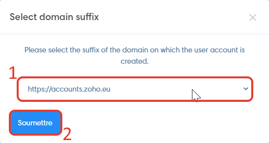 Selectionner le domaine Zoho