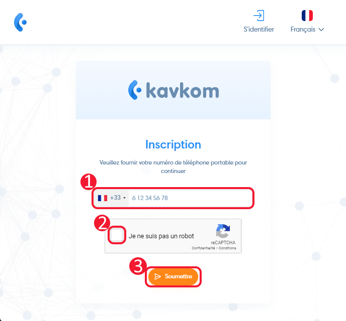 Indiquez votre numéro de téléphone pour recevoir un code de vérification par SMS