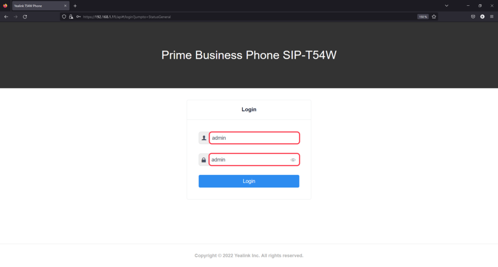 Yealink-login Se connecter à l'interface Yealink