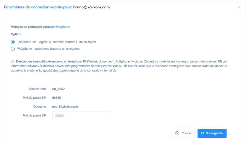 predictive voice connection parameter