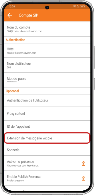 Set voicemail extension