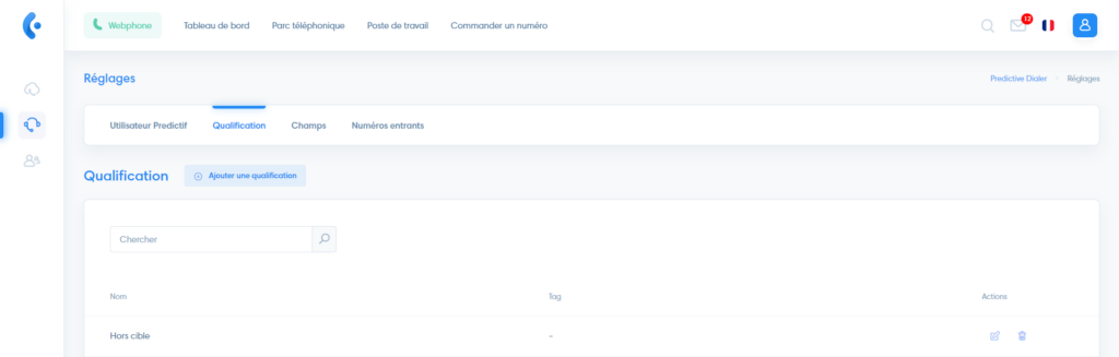 predictif reglages onglet qualification