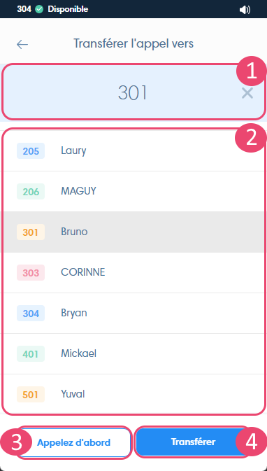 Transférer un appel avec le Webphone Kavkom