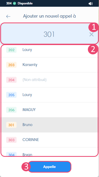 Ajouter un participant avec le Webphone Kavkom
