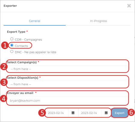 Exporting a contact list to Dialer Kavkom