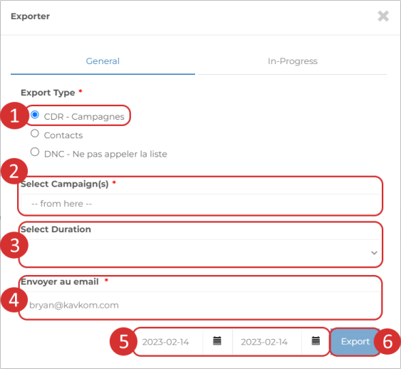 Exporting a call list to Dialer Kavkom