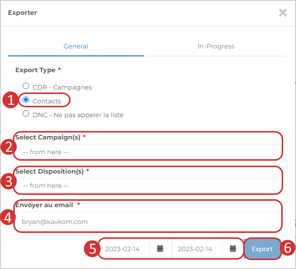 Exporter une liste de contacts dans le Dialer Kavkom