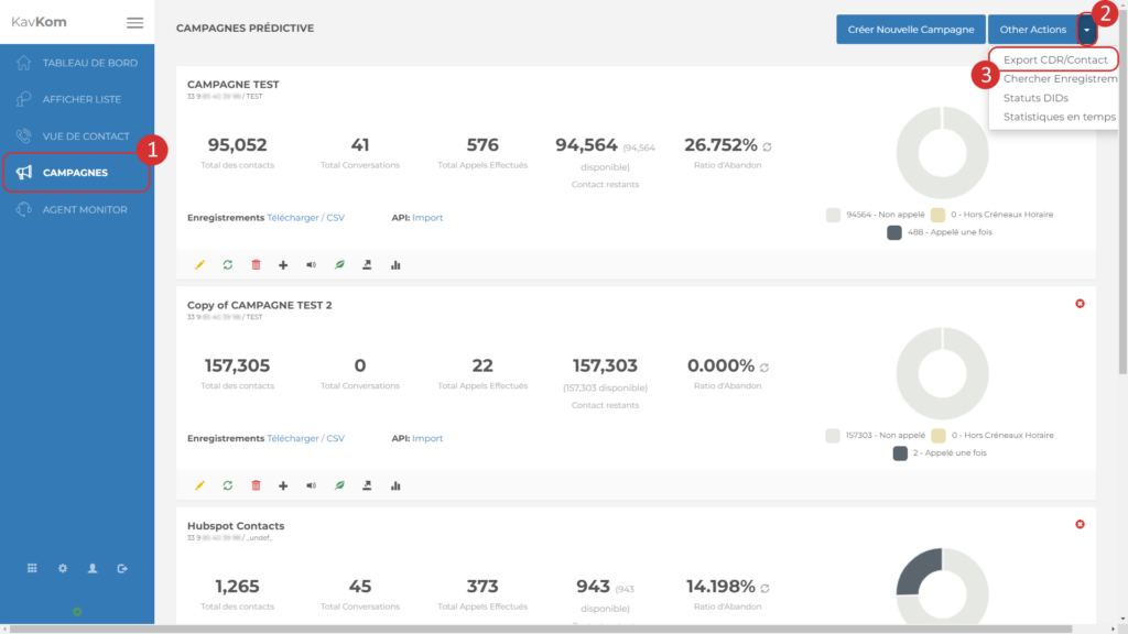 Exporting contact lists to Dialer Kavkom
