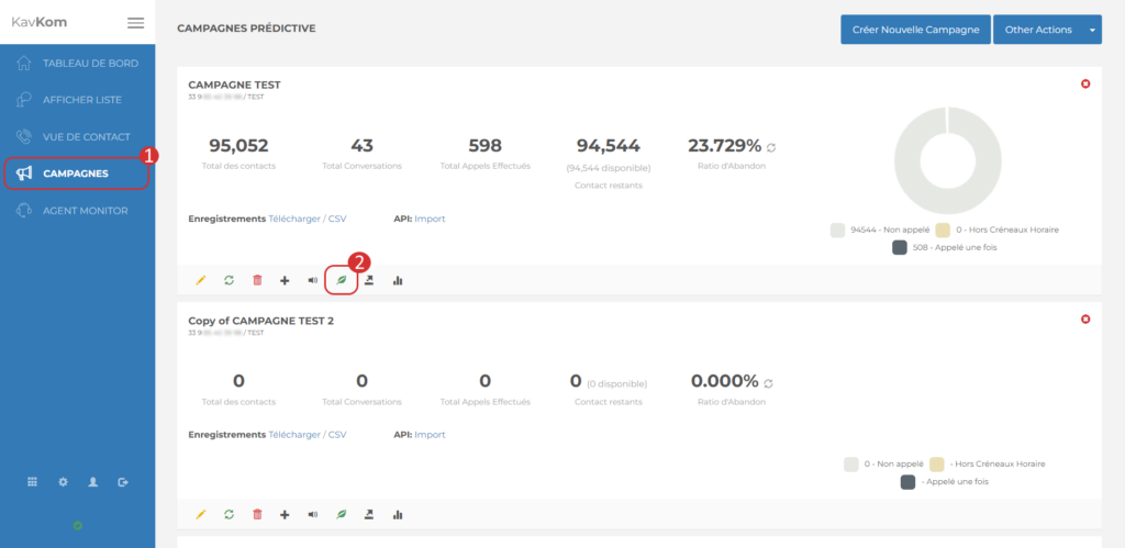 Accéder à l'outil de recylclage des contacts du Dialer Kavkom