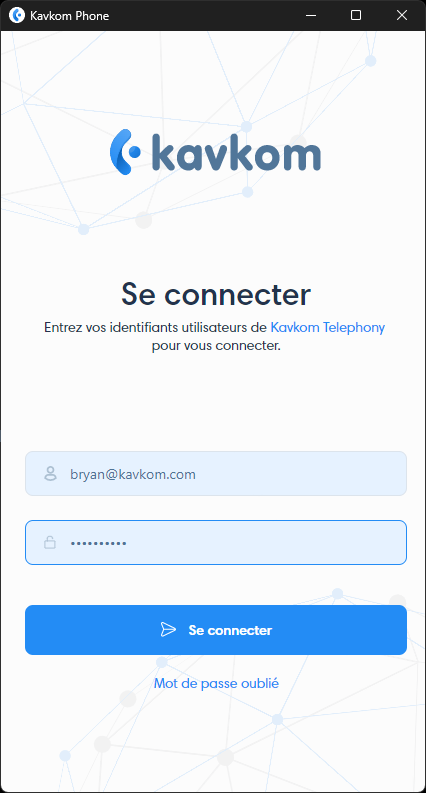 התחבר לאפליקציית Kavkom Phone במערכת ההפעלה Windows