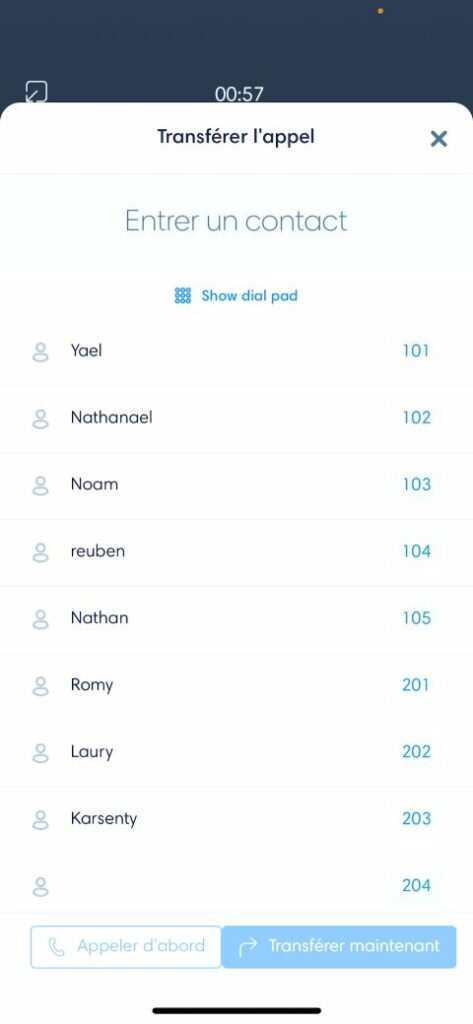 Transférer un appel avec le Kavkom Phone sur iOS