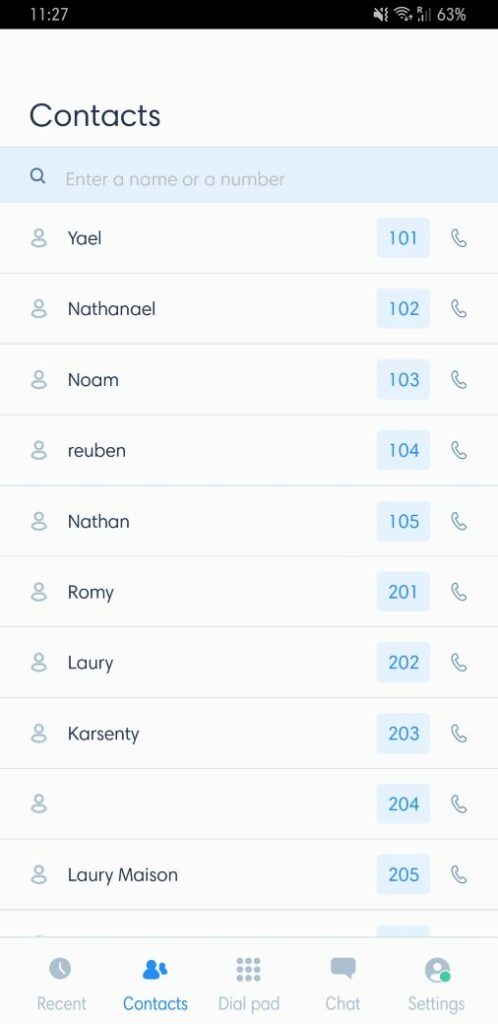 List of Kavkom Phone teammates on Android