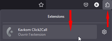 Open Kavkom Click2Call integration on Firefox