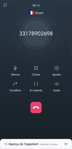 Mettre un correspondant en attente avec le Kavkom Phone sur Android