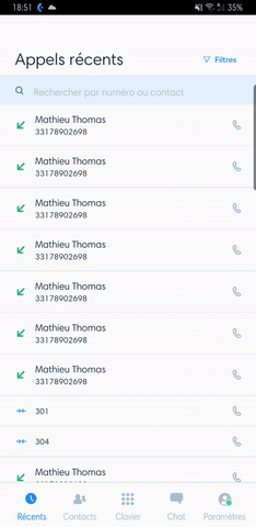 Détails des appels du Kavkom Phone sur Android