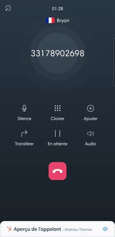 Inviter un participant à l'appel avec le Kavkom Phone sur Android