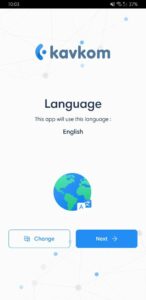 Select your language on the Kavkom Android app