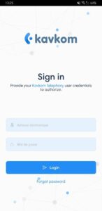Log in to your Kavkom account on the Kavkom Android app