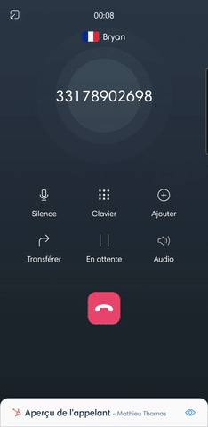 Transférer un appel avec le Kavkom Phone sur Android