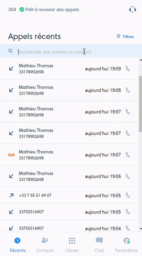 היסטוריית שיחות טלפון של Kavkom ב-Windows