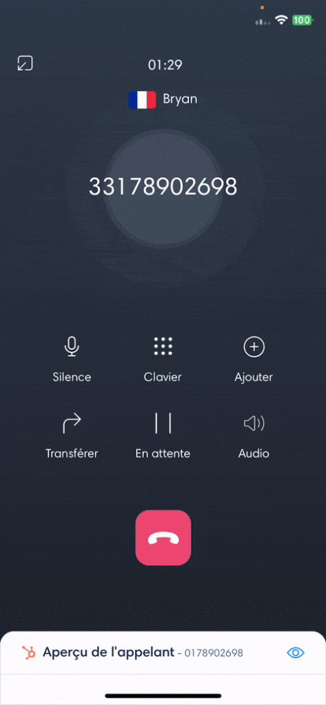 Display the numeric keypad during a call with Kavkom Phone on iOS