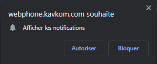 Autorisaer le Webphone Kavkom à afficher des notifications