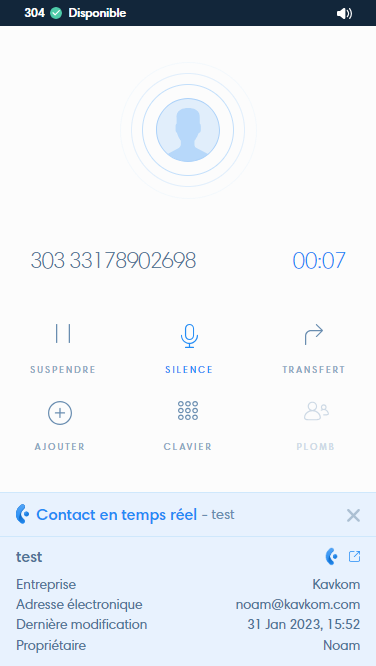 Caller identification in Kavkom Webphone