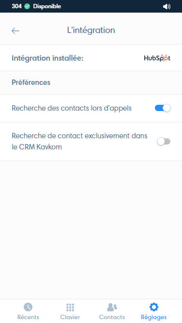 Paramètres intégration du Webphone Kavkom