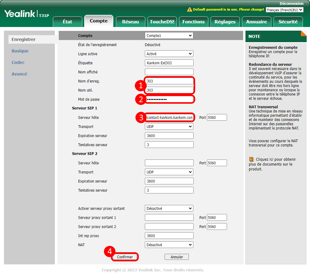 Enregistrer un compte SIP sur un téléphone Yealink de la série T3