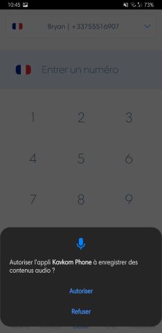 Autoriser l'application Kavkom pour Android à avoir accès au microphone