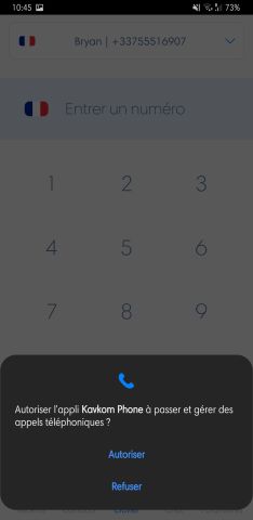 Autoriser l'application Kavkom pour Android à avoir accès aux appels
