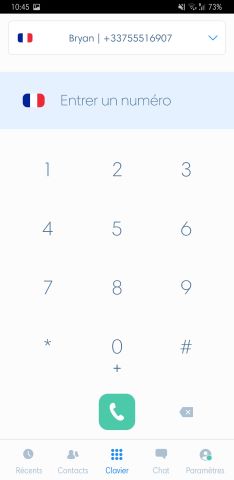 Clavier numerique du Kavkom Phone sur Android