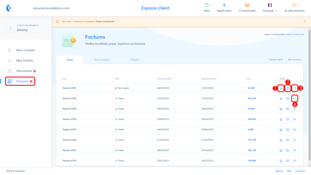 גישה לחשבוניות שלך באזור הלקוחות שלך