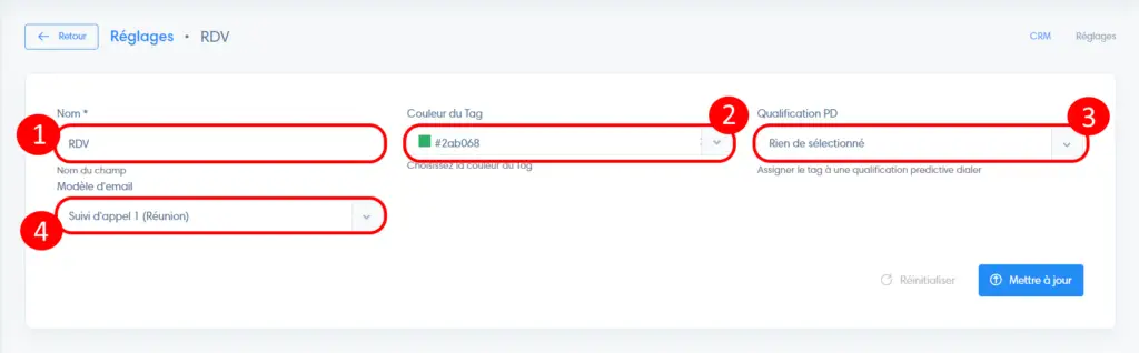 Créer et paramétrer un tag de qualification